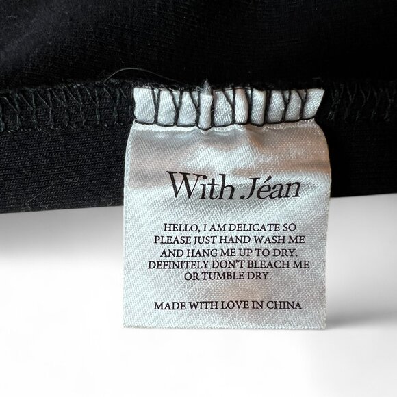 Rare With Jean Black Short Sleeve Hook-and-Eye Crop Top Small Y2K Streetwear - Picture 9 of 11